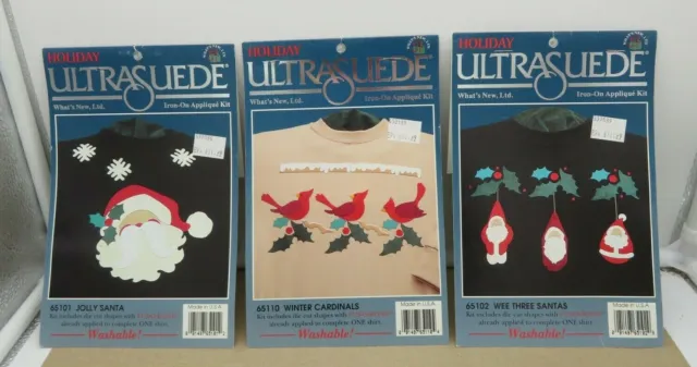 Lote de 3 Holiday Ultrasuede Iron en Applique Kits Cardinals y Santas