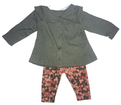 Just One You Carter's Baby Girls' 3PC Olive Green & Floral Outfit Set Size 3M