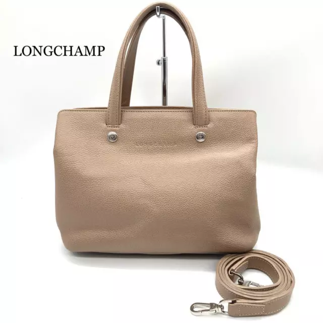 [Excellent condition] Longchamp Lefroyne 2-way shoulder bag, beige leather