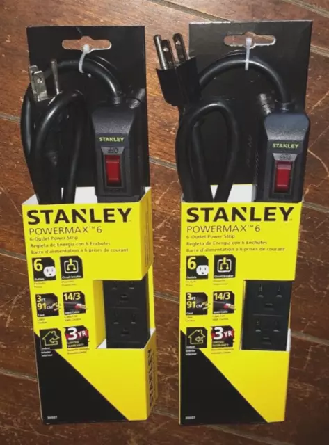 Stanley 33251 400 Joule SurgeMax 2 USB 6-Outlet Power Strip Black