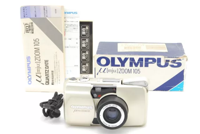 [N MINT in Box] Olympus μ mju Zoom 105 Gold Point & Shoot Film Camera From JAPAN
