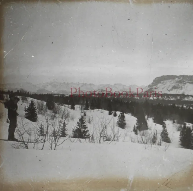 Montagne Alpinistes c1910 Photo Plaque de verre Stereo Vintage V33L6n4