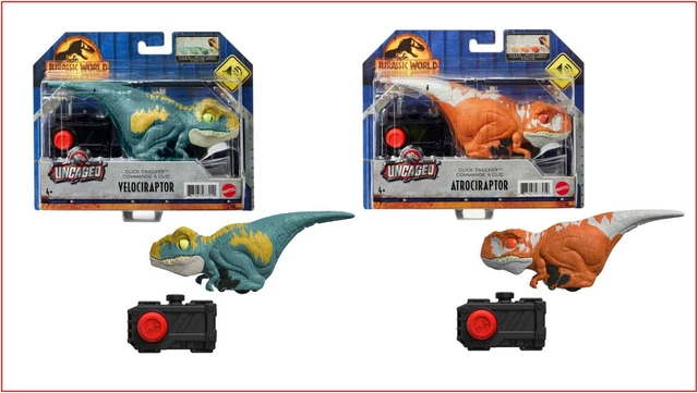 JURASSIC WORLD UNCAGED Velociraptor & Atrociraptor CLICK TRACKER ...