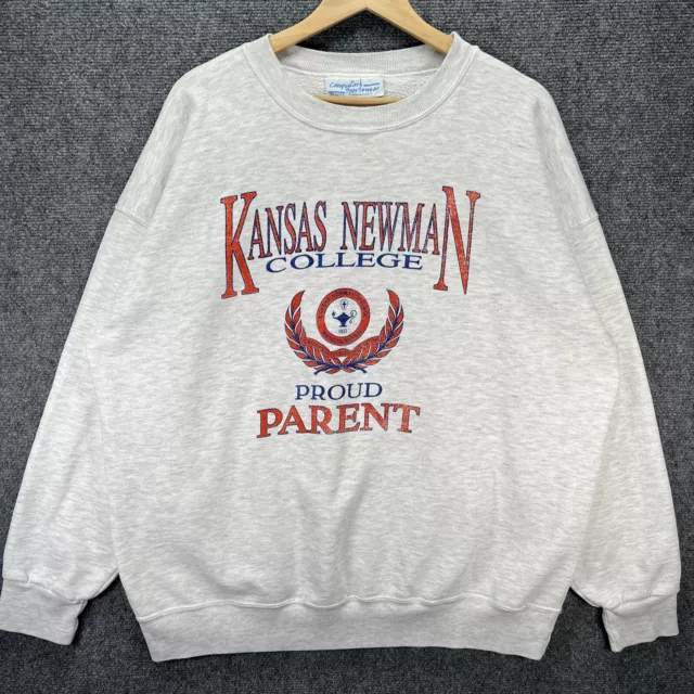 Vintage Kansas Newman College Sweatshirt Mens XL Gray Spellout University 90s