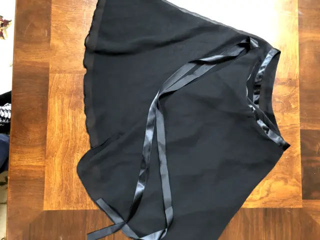 Black Ballet Wrap Skirt - ADJUSTABLE - Fits X-Small to Medium - HANDMADE