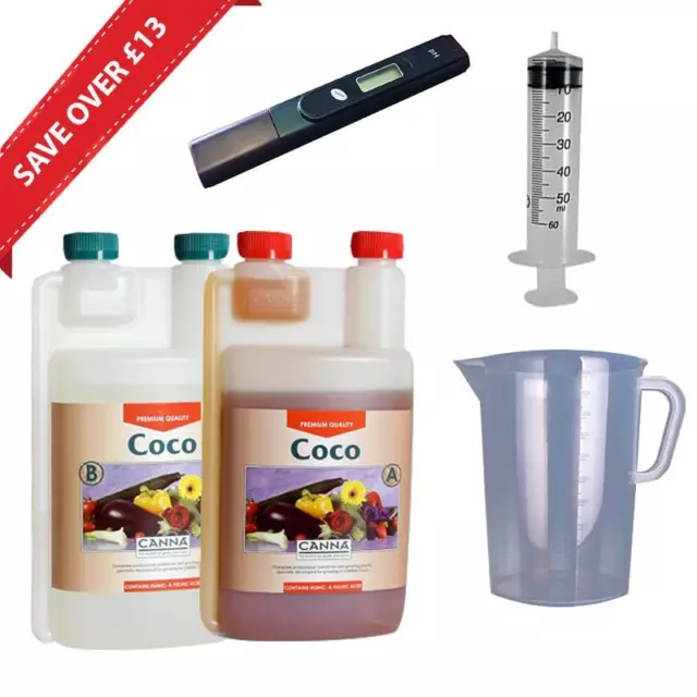 Canna Coco A&B 1Ltr Nutrient Kit With PH Pen, 50 ml Syringe, Jug