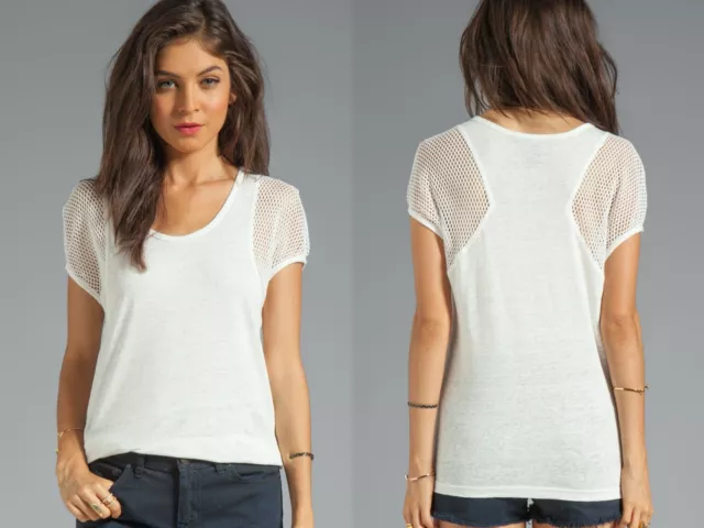 $98 Marc by Marc Jacobs 100% Linen Textured Tee T-Shirt Top in Marshmallow M 4-6