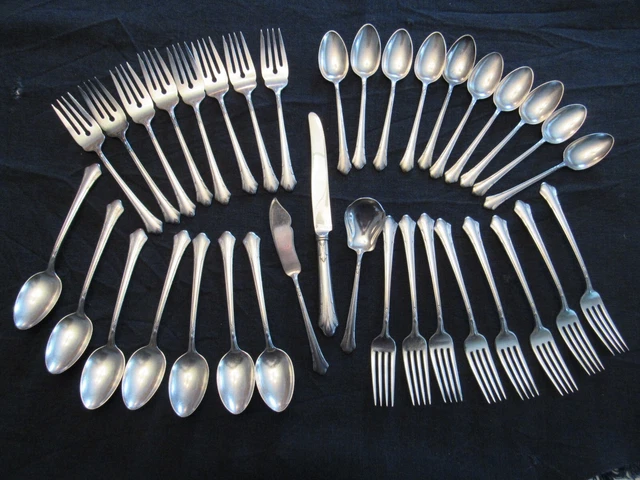 36 Pieces Gorham Lady Caroline Vintage Silver Plate Flatware Pat. 1933