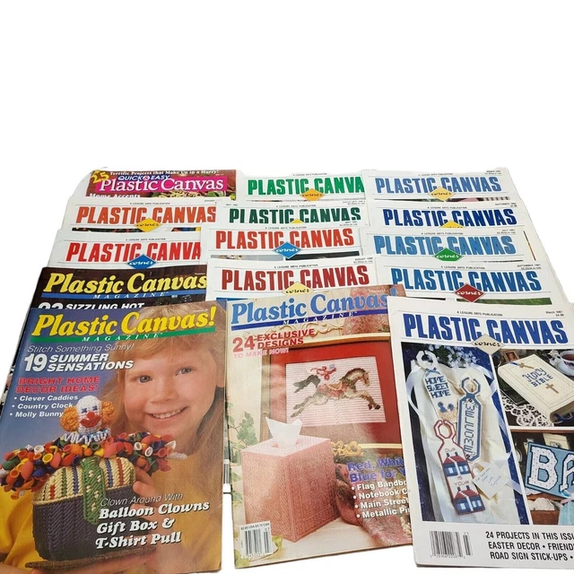 Lote de 15 proyectos de revistas de patrones de esquina de lona de plástico de la década de 1990