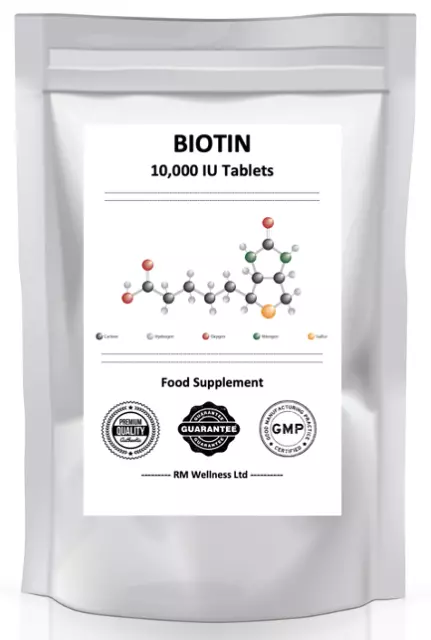 Biotin 10000 mcg 10 mg gesunde Haarhaut Nägel Wachstum leicht schlucken vegan Tabletten