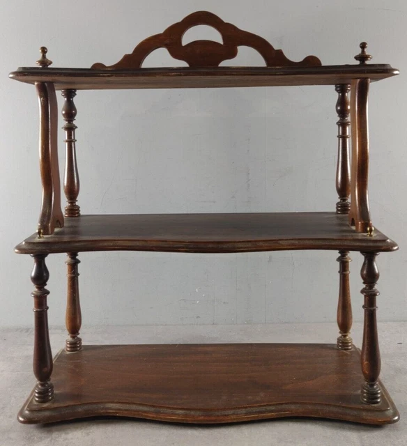 ETAGERE MURALE en BOIS SCULPTE fin XIXe petit mobilier presentoir ancien C