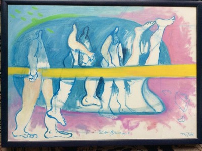 ALESSANDRO MARANGI  QUADRO ORIGINALE DONNE DI SABBIA N25 TECNICA MISTA 40X30 CM 