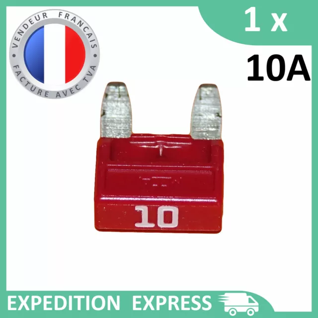 1 mini fusible 10A auto moto à lame rouge