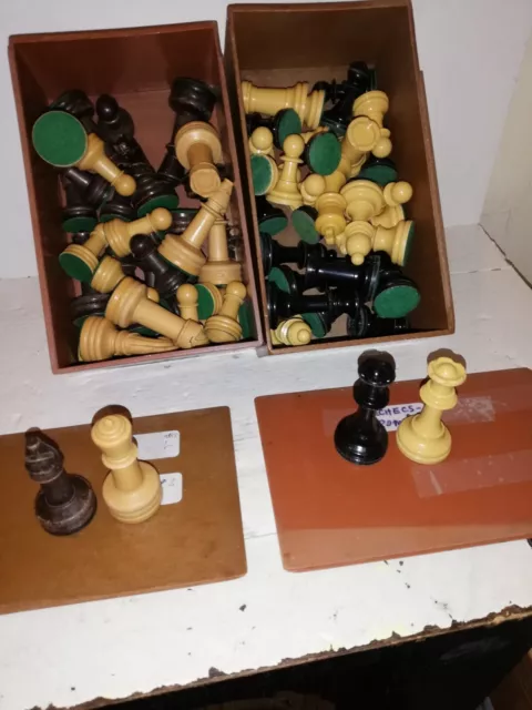 Lot Of 2 Complete Plastic Chess Game Piece Set 64 Pieces Replacement