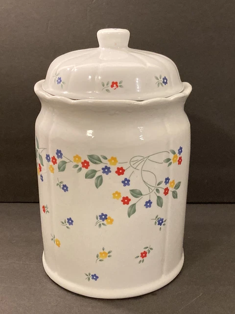 Vintage Corelle Large Canister Crock Jar With Lid English Meadow