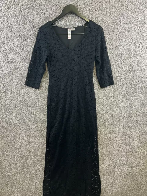 Mimi Chica Women's Size M Black Lace Maxi Dress Stretch 3/4 Sleeve Dress