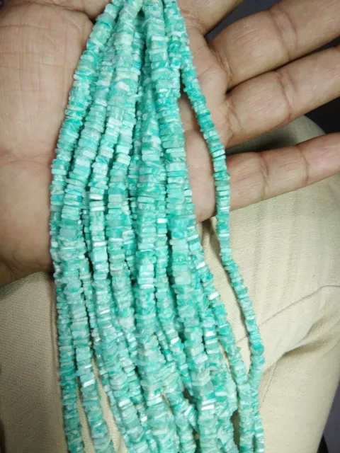 Aaa Amazonite Gemstone Smooth Rectangular Heshi Choki 5-6 Mm Beads 16" Strand