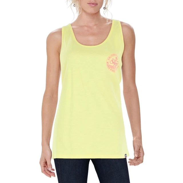 Superdry Womens Yellow Graphic Racer Back Sleeveless Tank Top Shirt 8  1565