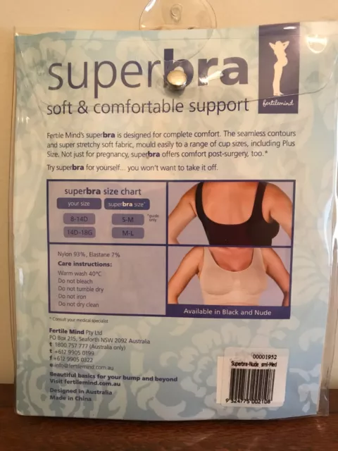 BNIP SUPERBRA Nude S/M FertileMind Maternity bra SEAMLESS wirefree - FREE POST! 3