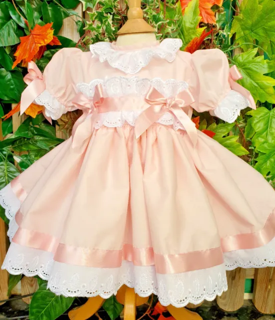 DREAM 0-8 years BABY GIRLS pink traditional twirly lined dress