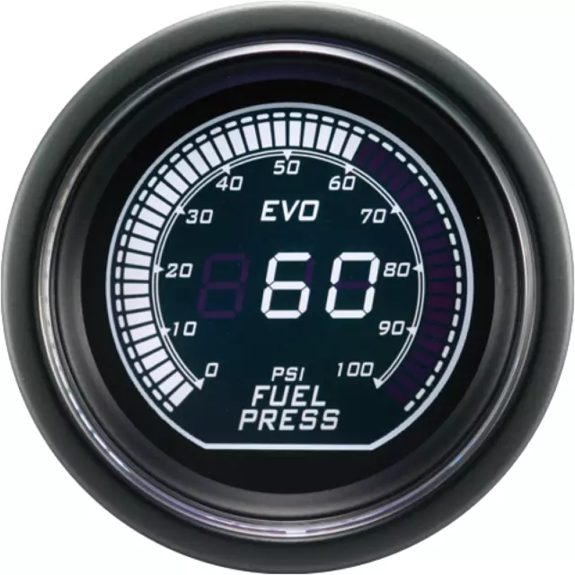 EVO 52mm 2-1/16" Digital Fuel Pressure Gauge 0 ~ 100 PSI White & Green LCD