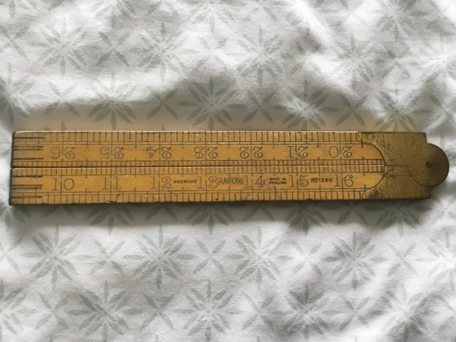 Rabone - Boxwood & Brass Folding Ruler - No 1380 - Vintage - Excellent Condition