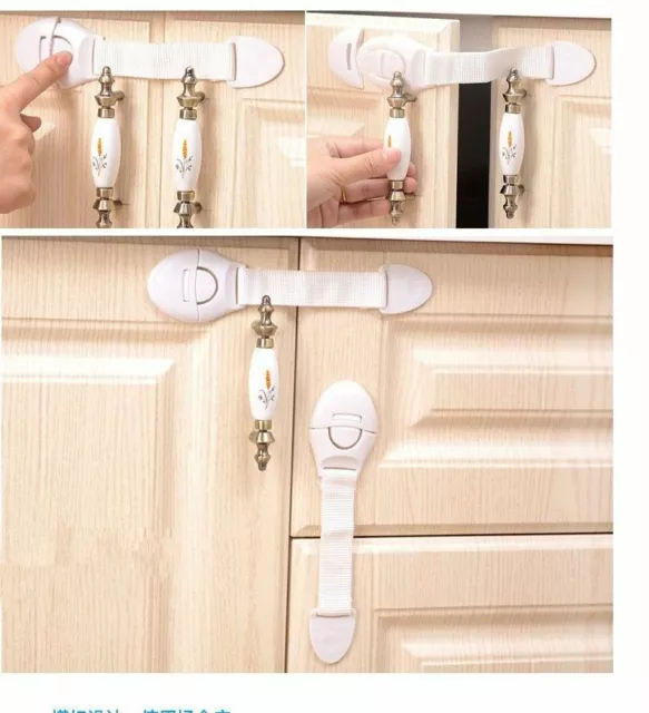 Baby Kid Child Safety Lock Proof Cabinet Cupboard Drawer Fridge Pet Door - 3 pcs