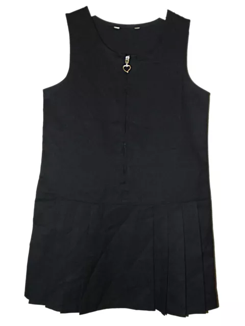 NEW GIRLS EX STORE NAVY HEART ZIP FRONT PLEATED SCHOOL PINAFORE AGE 3-11 years