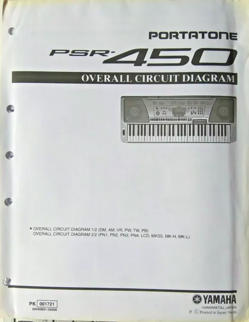 Yamaha PSR-450 Clavier Original Globale Circuit Diagramme Et Schematics Feuille