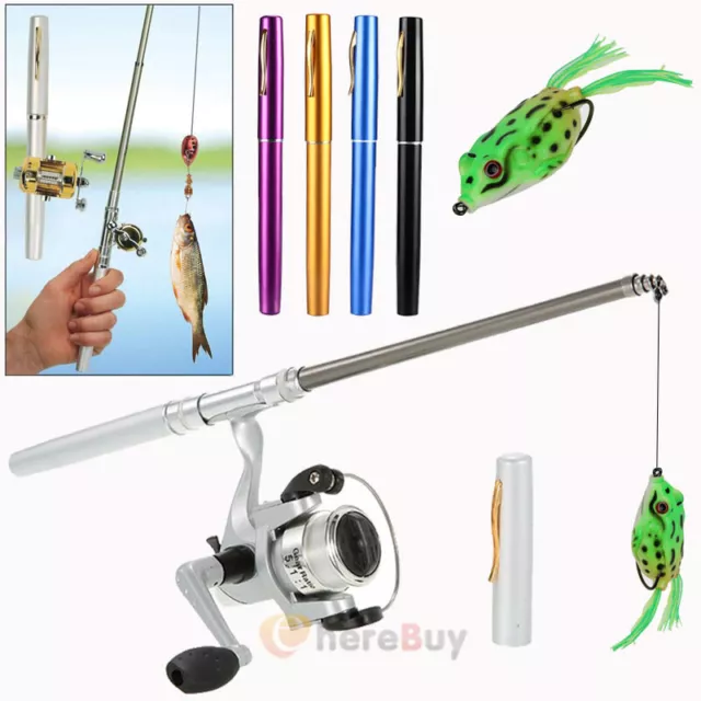 Telescopic Mini Portable Pocket Fish Pen Aluminum Alloy Fishing Rod Pole + Reel