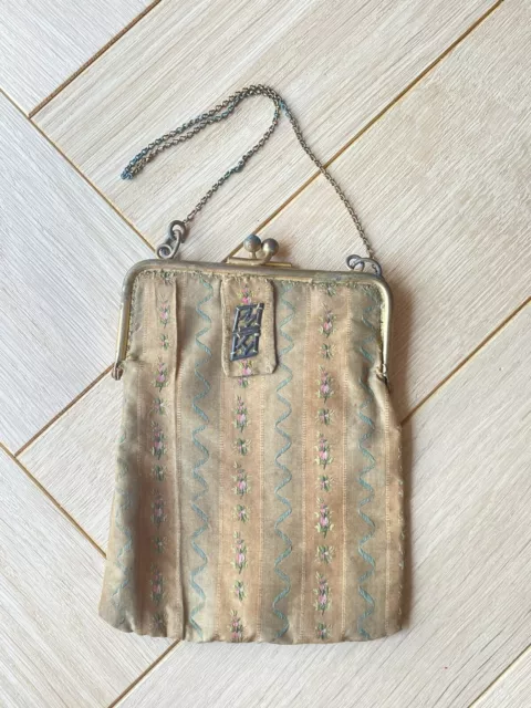 Charmant Petit Sac de bal ancien en Tissus à fleurs - Bourse