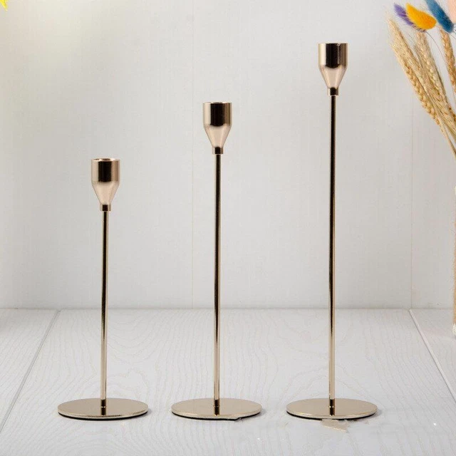 Metal Candle Holder 3 Pcs/ Set Golden Silver Wedding Decoration Living Room
