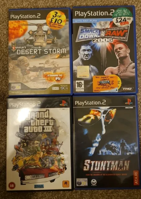 4 game bundle ps2 Gta 3, Stuntman, Conflict Desert Storm, Wwe SvR 2006