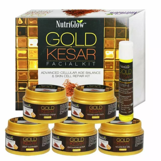 Kit facial NutriGlow dorado Kesar resplandor instantáneo brillo y brillo juvenil, 250 g