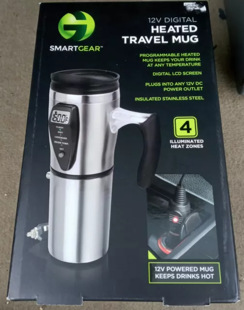 Smart Gear 12V Digital Heated Stainless Steel Insulated Travel Mug With Charger