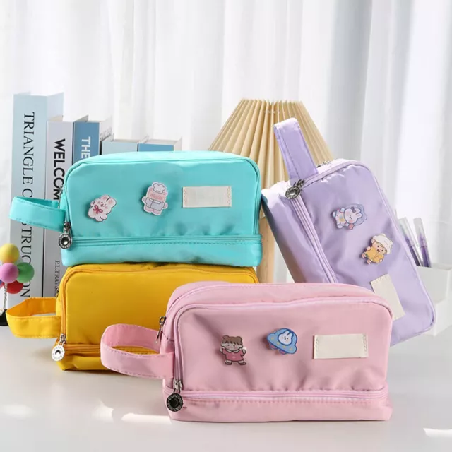 ANGOOBABY Large Capacity Pencil Case Durable Pen Pouch Portable Pencil Bag  with Handle for School Teen Girl Boy Men Women Adults purple