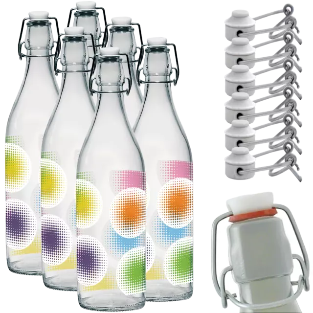 Bottiglie in Vetro Grande Colorata con Tappo Ermetico per Acqua Vino Olio Succo