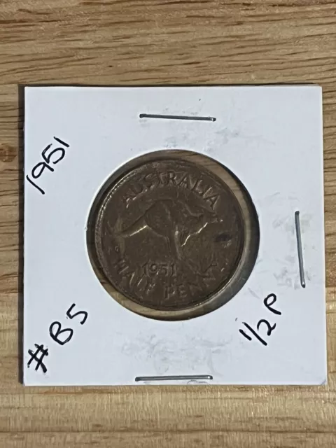 📮1951 Australia Half Penny📮1/2P Coin King George Vi No Reserve Auction #B5📮