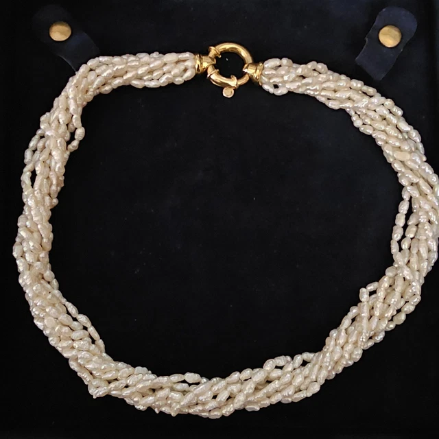 Collier Vintage 47 Perles Identiques - Longueur 47 Cm, Fermoir Vissé, Occasion état BE