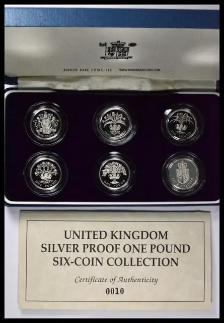 United Kingdom Silver Proof One Pound Six-Coin Collection