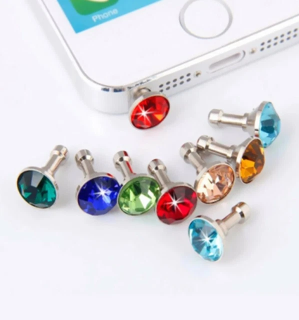 Lot x5 Cache Prise Jack Diamant pour IPHONE 6 Plus Smartphone Tablette Anti-Pous
