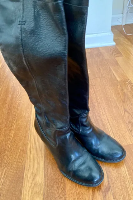 Frye Womens Black Vintage Soft Leather Rory Knee High Scrunch Boots Size 7.5