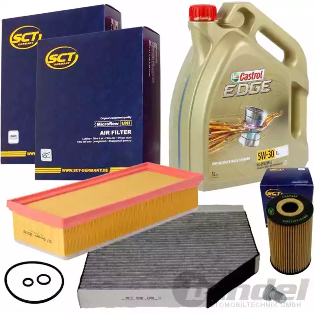 INSPEKTIONSSATZ FILTERSET+CASTROL 5W30 ÖL 2.0 TDI DIESEL für AUDI A4 B8 A5 Q5 8R