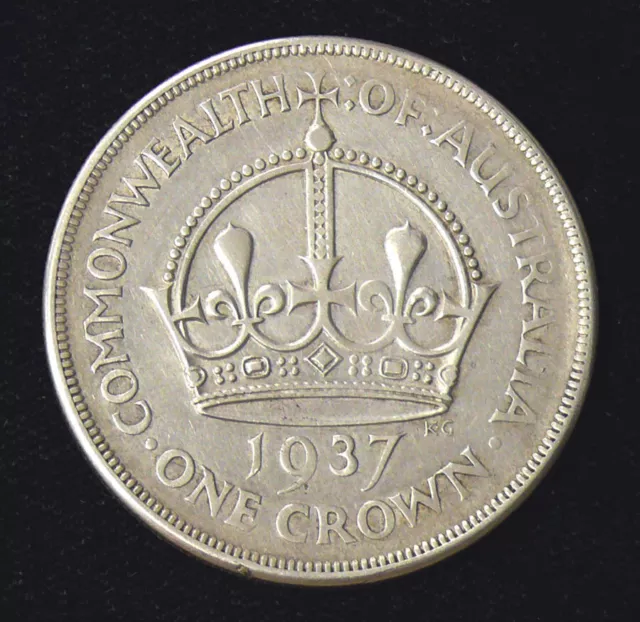 1937 Commonwealth of Australia Silver 1 One Crown - GEORGE VI - Circulated