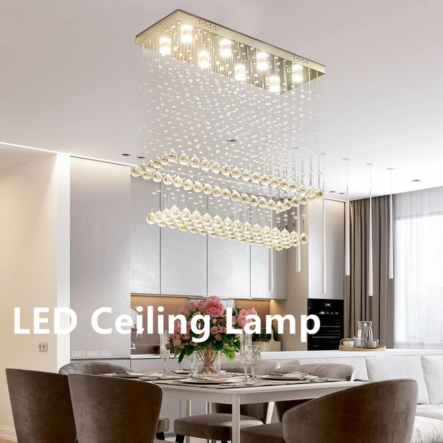 MODERN RECTANGULAR CRYSTAL Chandelier Raindrop Pendant Light Fixture 8