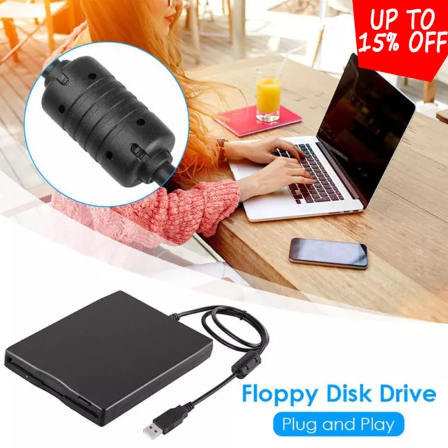 USB 2.0 3.5 Inch Portable External Floppy Disk Drive 1.44Mb Reader FDD PC Laptop