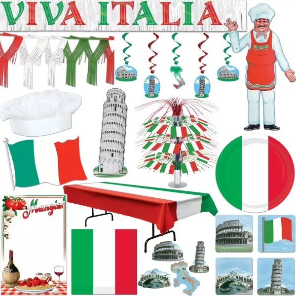 Italien Fiesta Temática Decoración Rojo Blanco Verde Italiana Set ROM Mundial