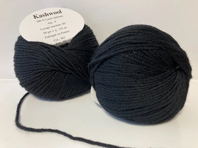 Lot De 10 Pelotes De Laine/fil TDLM - Couleur Noir/gris - Fabriqué En France - Pour Aiguilles 3/3.5