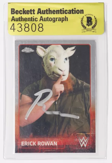 Erick Rowan Signed 2015 Topps Chrome WWE Card #27 BAS COA AEW Redbeard Autograph 2