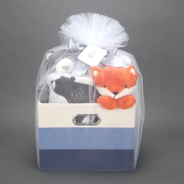 Lambs & Ivy Blue 5-Piece Baby Gift Basket for Baby Shower/Newborn Welcome Home